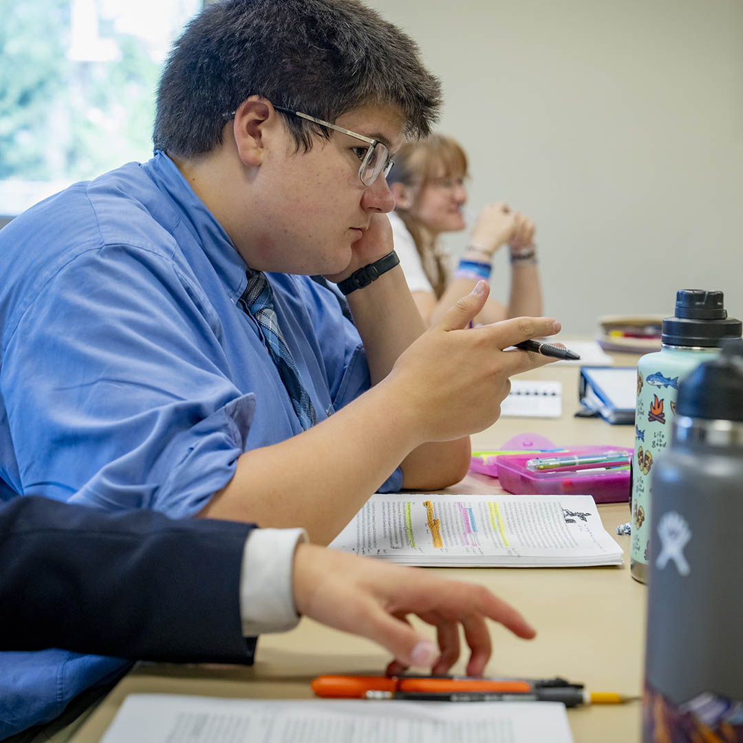 St. John Paul II High School students in class, September 11, 2023